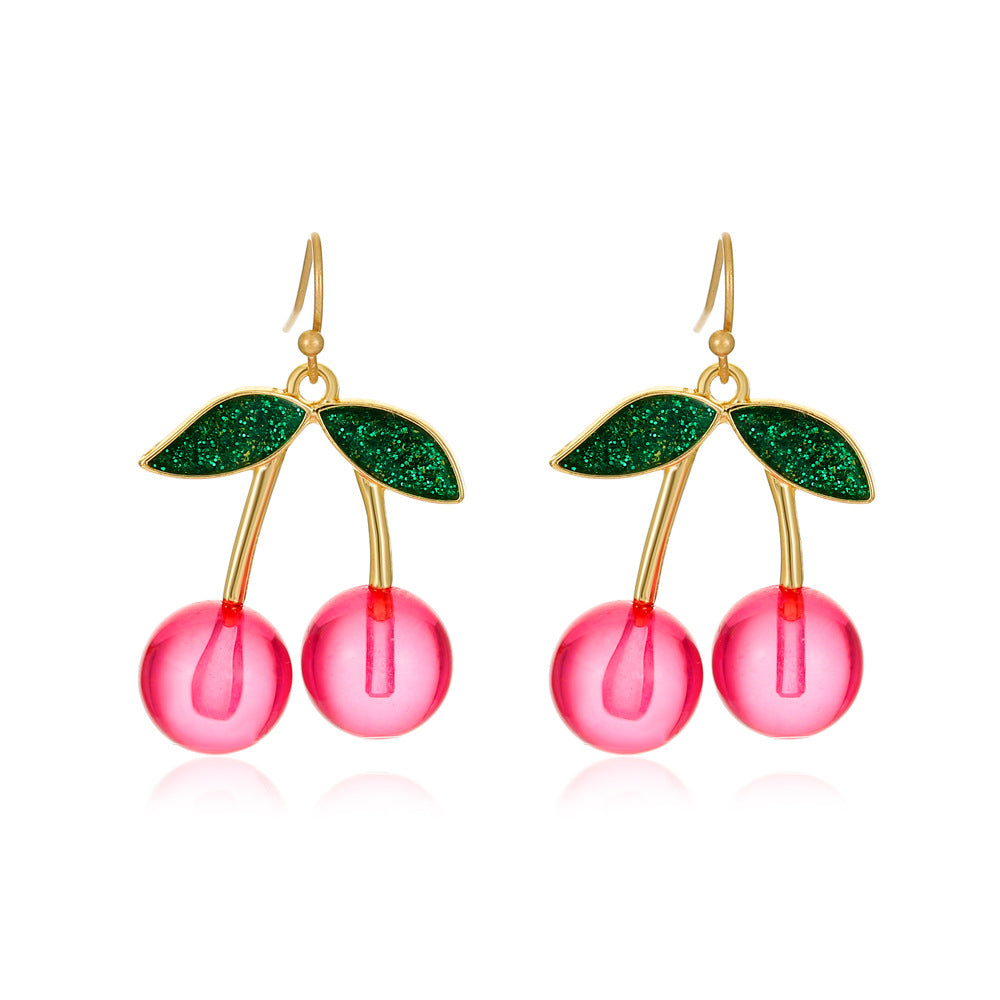 Wholesale long cherry creative design cute earrings