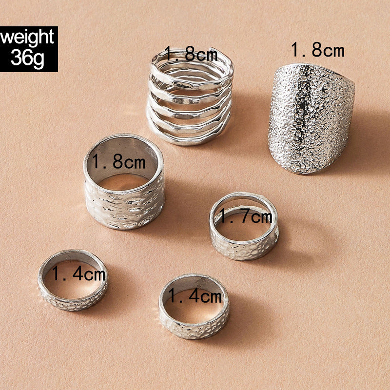 Wholesale Water Ripple Spiral Geometric Hollow Alloy Ring Set