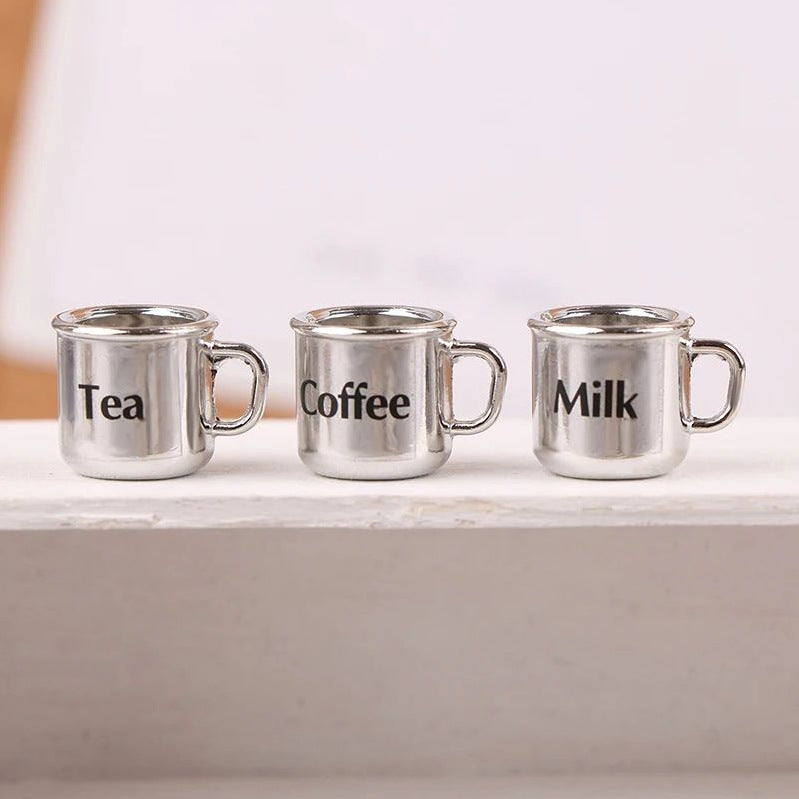 Wholesale 1:12 mini scene accessories props DIY silver small teacup