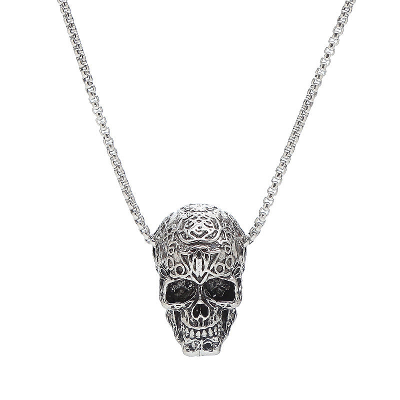 Wholesale Retro Hip Hop Stainless Steel Skull Necklace Bohemian Style