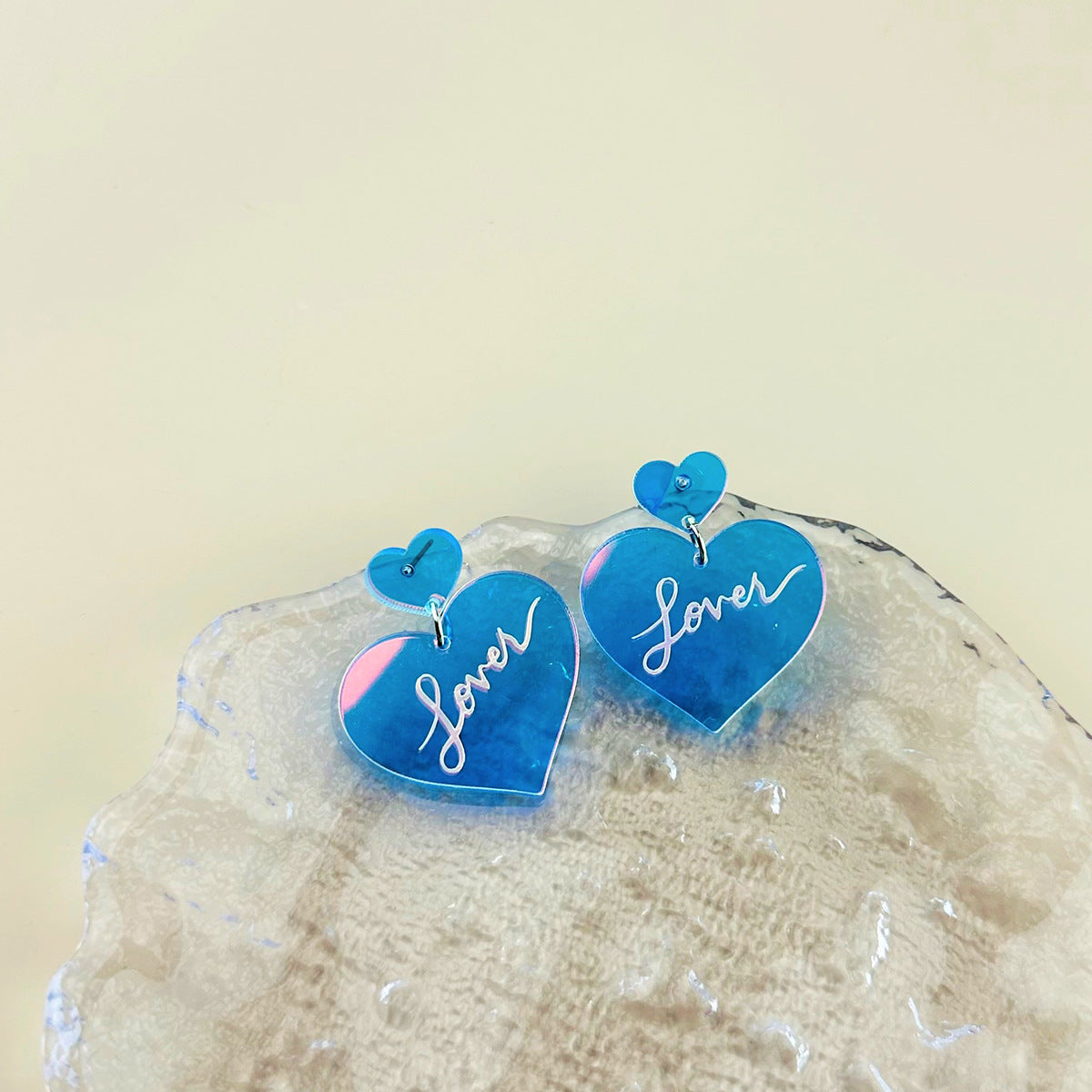 Wholesale Valentine' s Day Colorful Spliced Love Letter Acrylic Earrings
