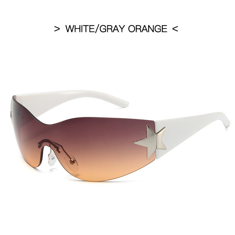 Wholesale PC Y2K Frameless One-piece Five-pointed Star Sunglasses