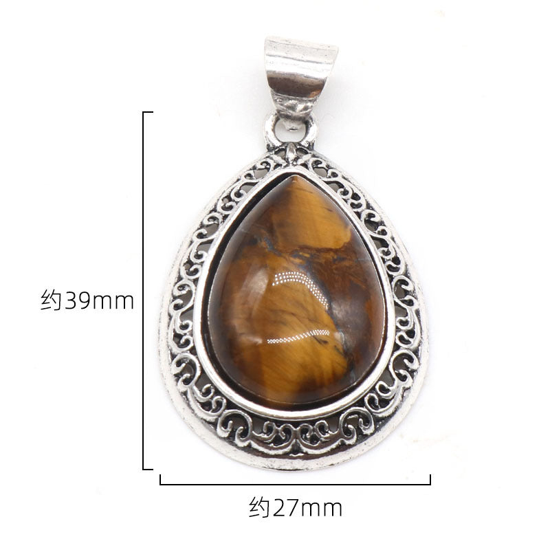Wholesale Natural crystal agate semi-precious stone teardrop pendant