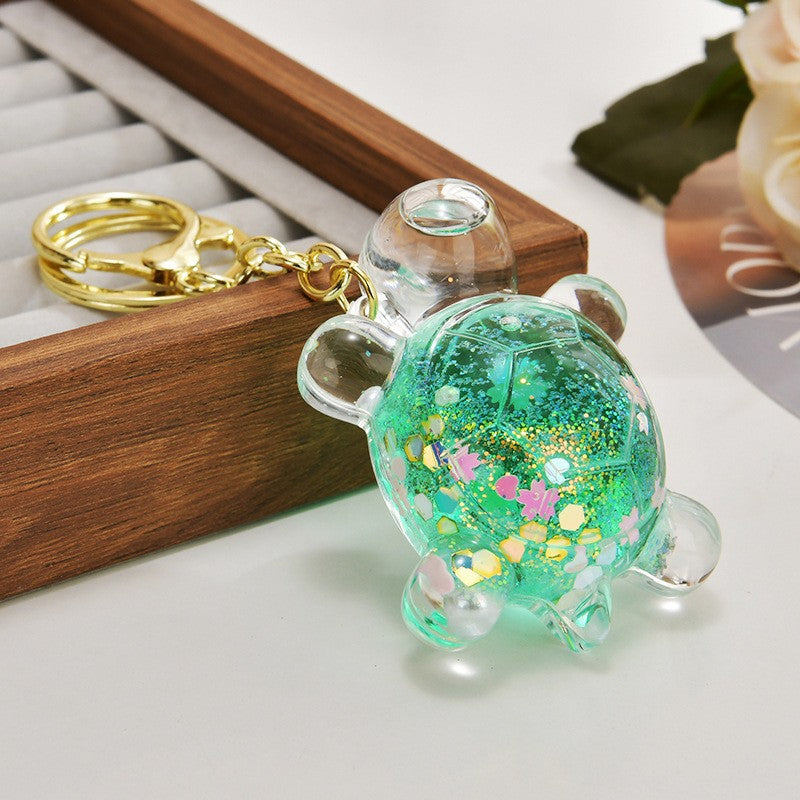 Wholesale Acrylic flowing sand turtle keychain