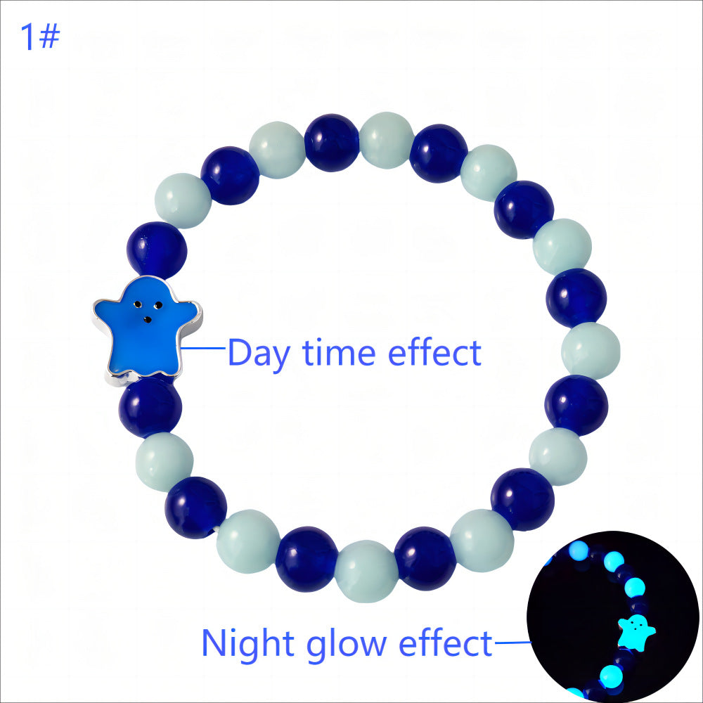 Wholesale Halloween luminous glass bead ghost luminous bracelet