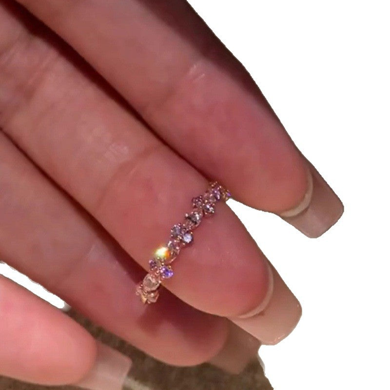 Wholesale Rose Gold Pink Diamond Ring Sparkling Diamond Index Finger Ring