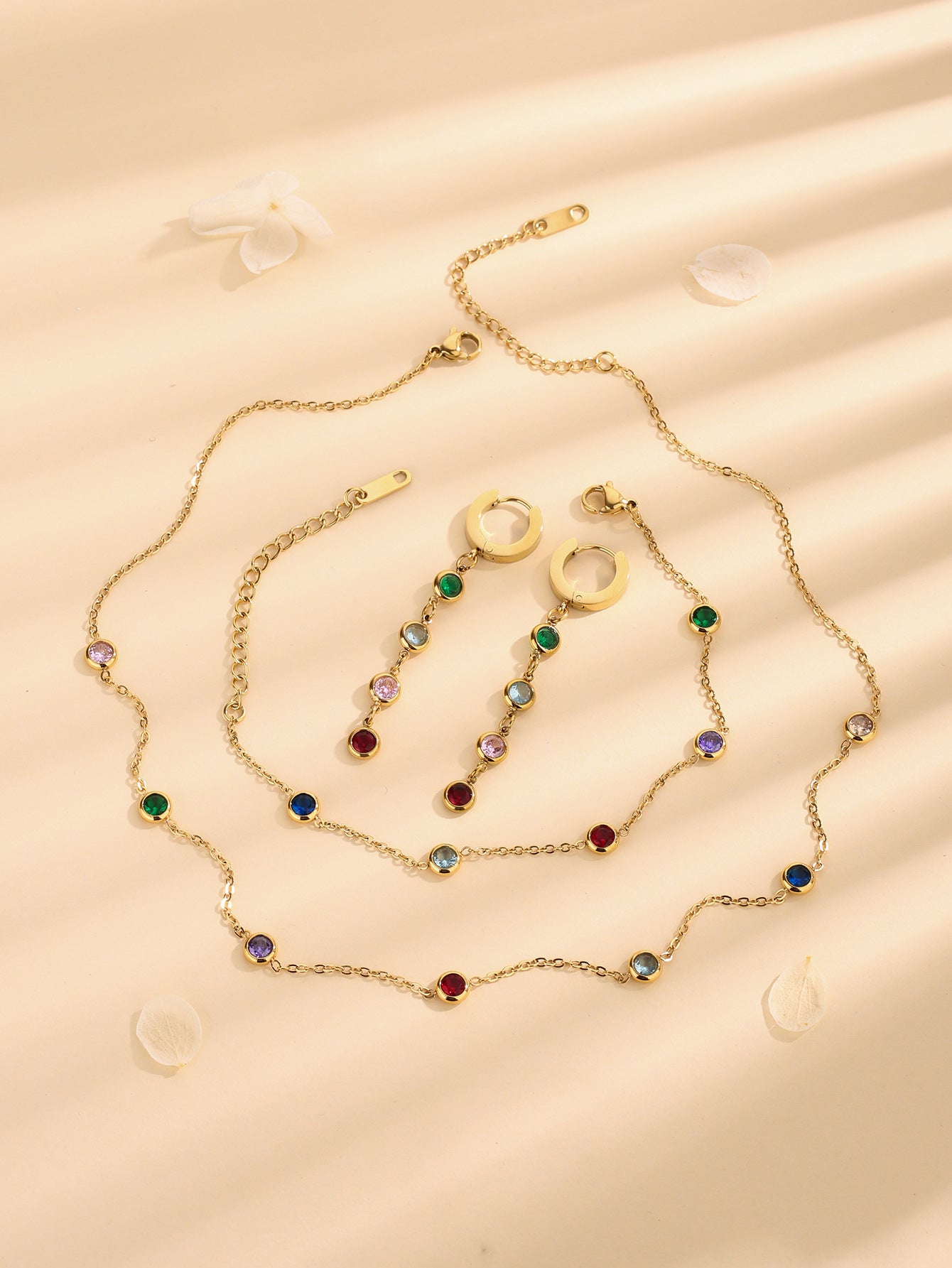 Wholesale Luxury Color Treasure Necklace Bracelet Earrings Set