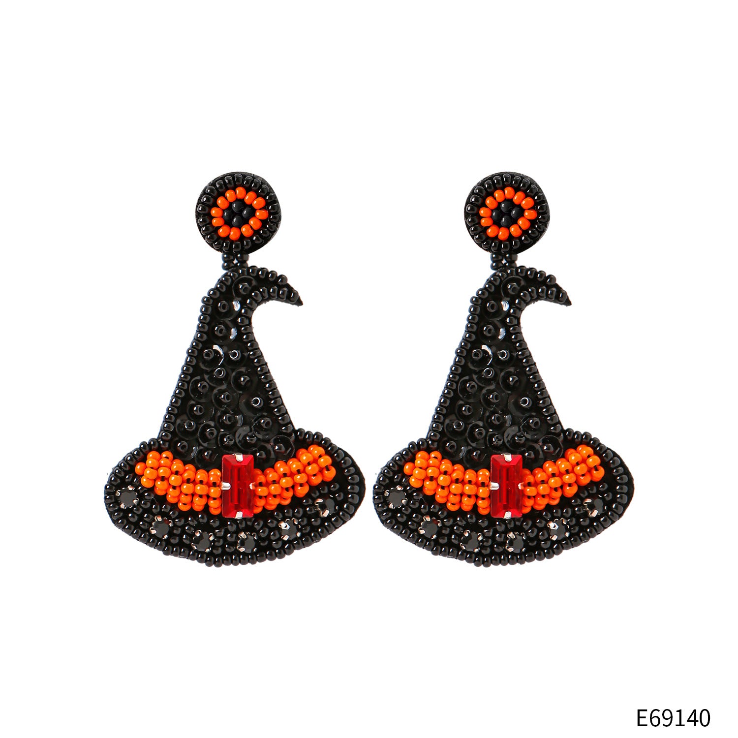 Wholesale Funny Halloween Creative Rice Bead Pumpkin Bat Festival Earrings