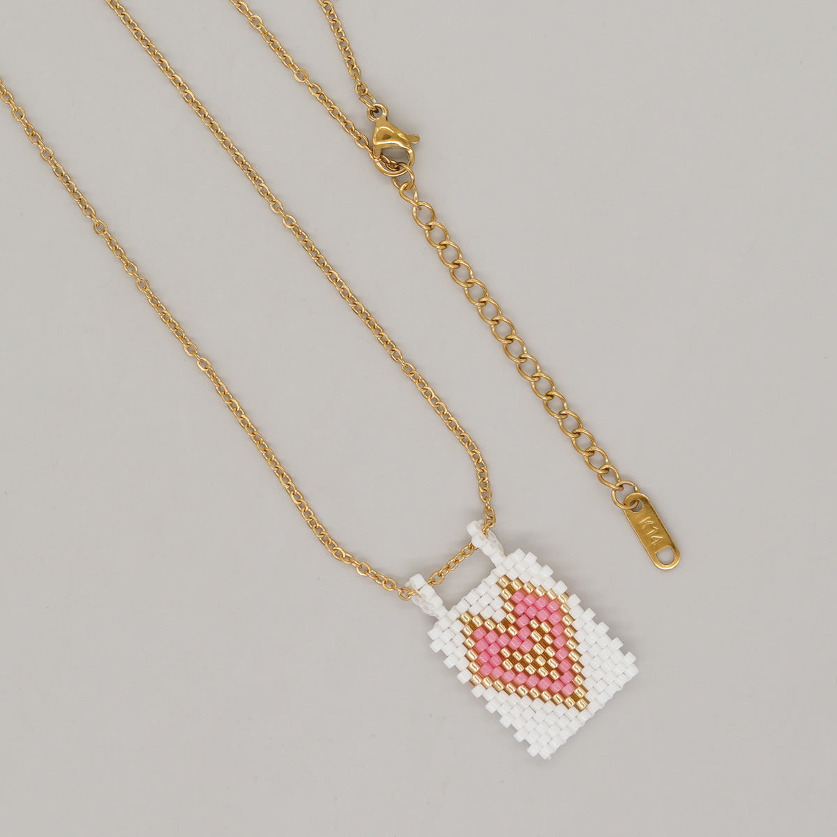 Wholesale Square Tag Rice Bead Necklace