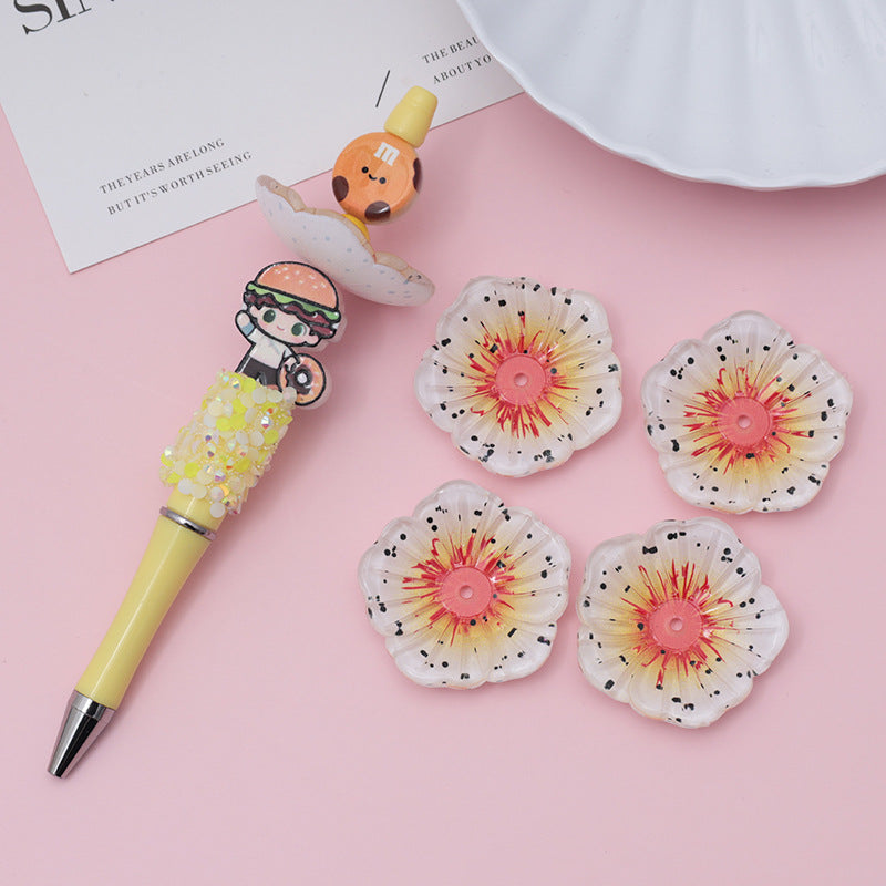 Wholesale 10pcs beaded pen with bead print flowers straight-hole beads