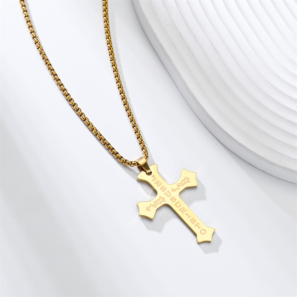Wholesale Street Hip-Hop Titanium Steel Black Cross Necklace