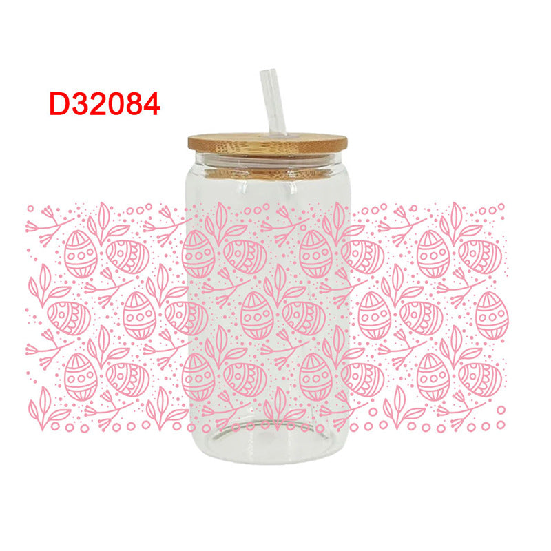 Wholesale Uv Transfer Sticker Glass Cup Crystal 16oz Cup UV DTF Wraps