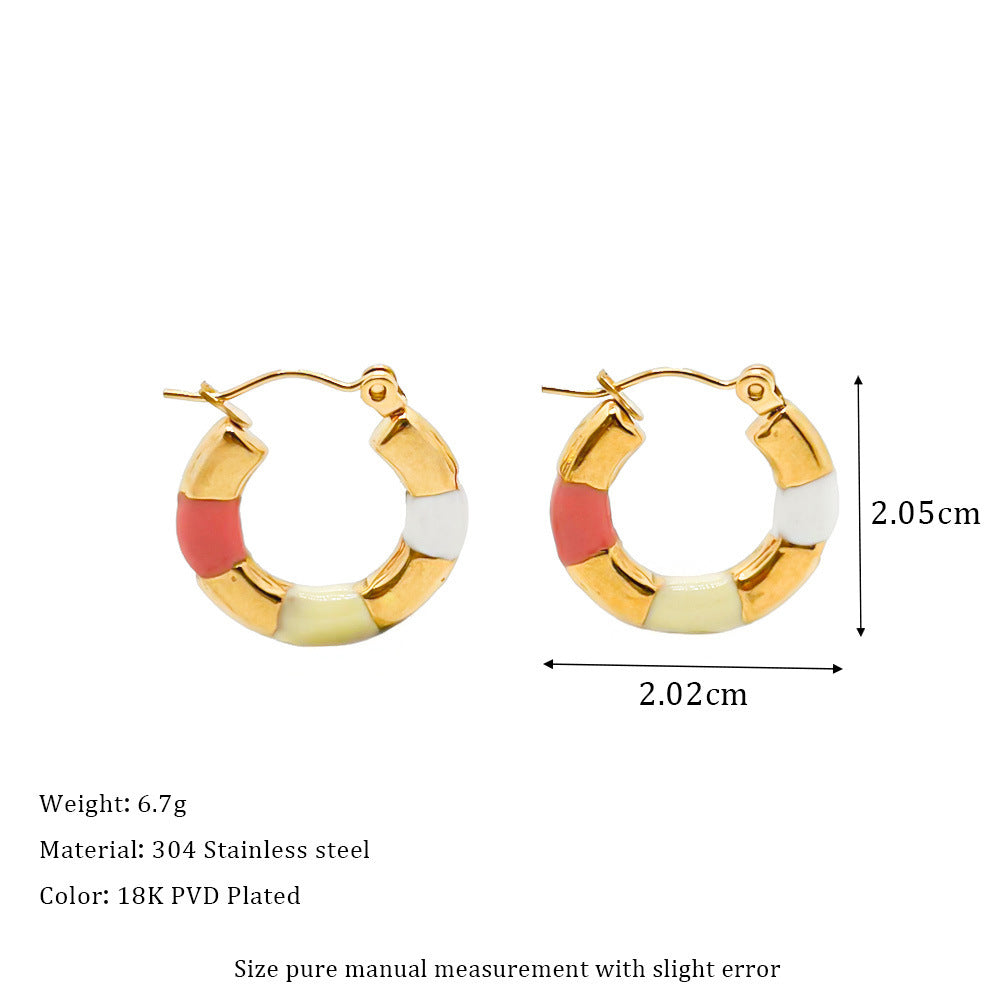 Wholesale titanium steel color earrings niche  dopamine earrings