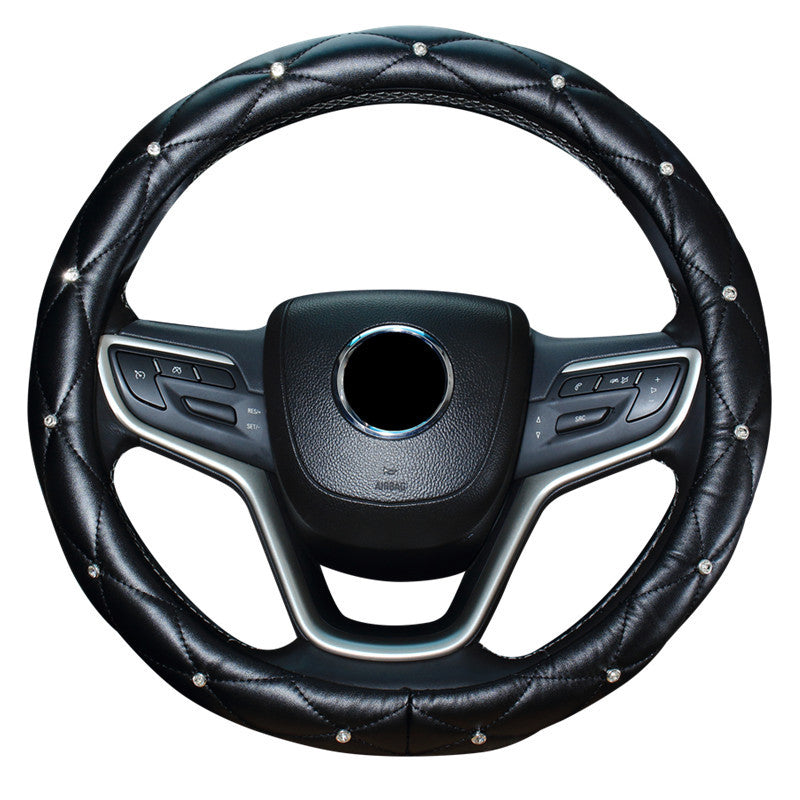 Wholesale Faux Leather Diamond Car Steering Wheel Cover