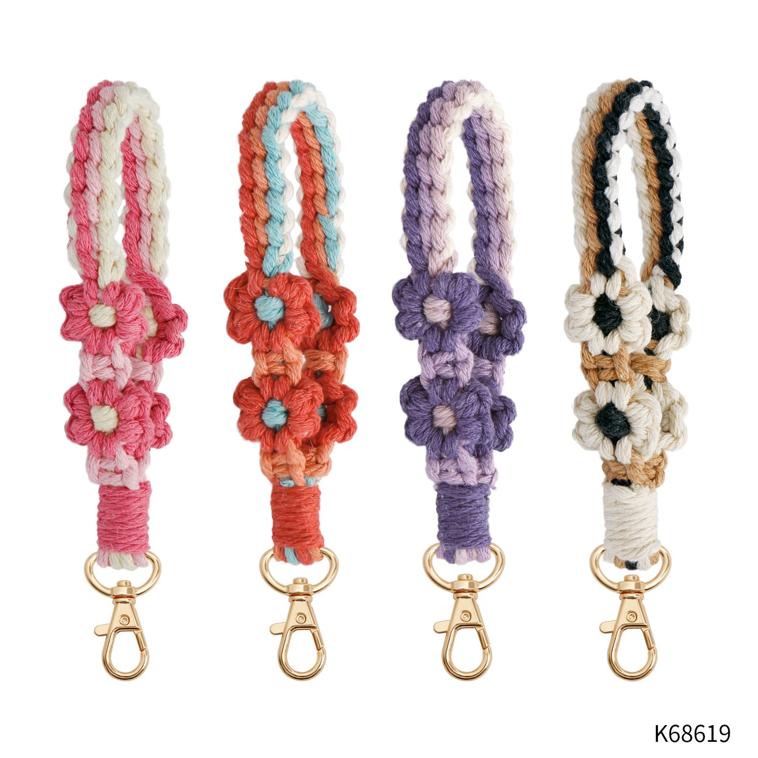 Wholesale Small Daisy DIY Handmade Weaving Wrist Keychain