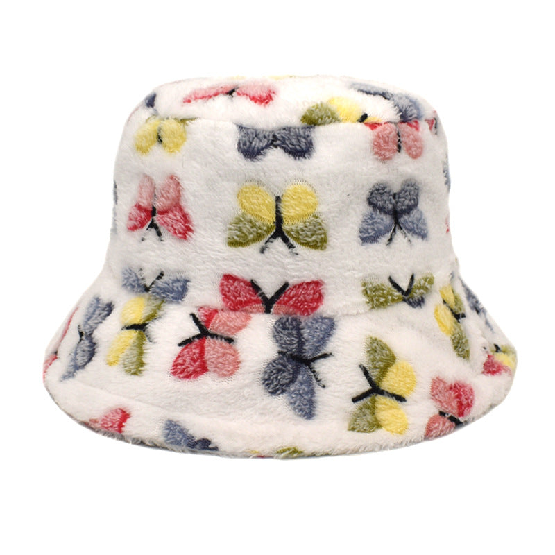 Wholesale Plush Winter Warm Butterfly Bucket Hat