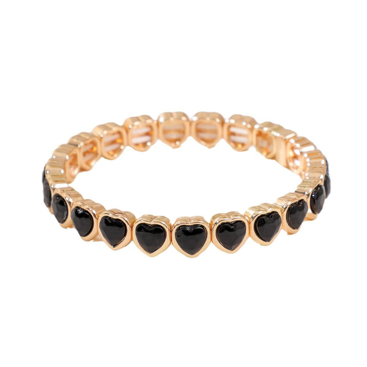 Wholesale Europe and the United States cross-border love glass diamond bracelet color heart bracelet ladies elastic bracelet fashion jewelry