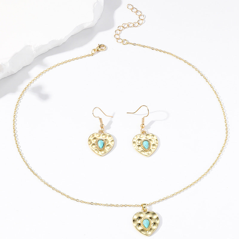 Wholesale Evil Eye Pendant Fashionable and Versatile Love Turquoise Earrings Necklace