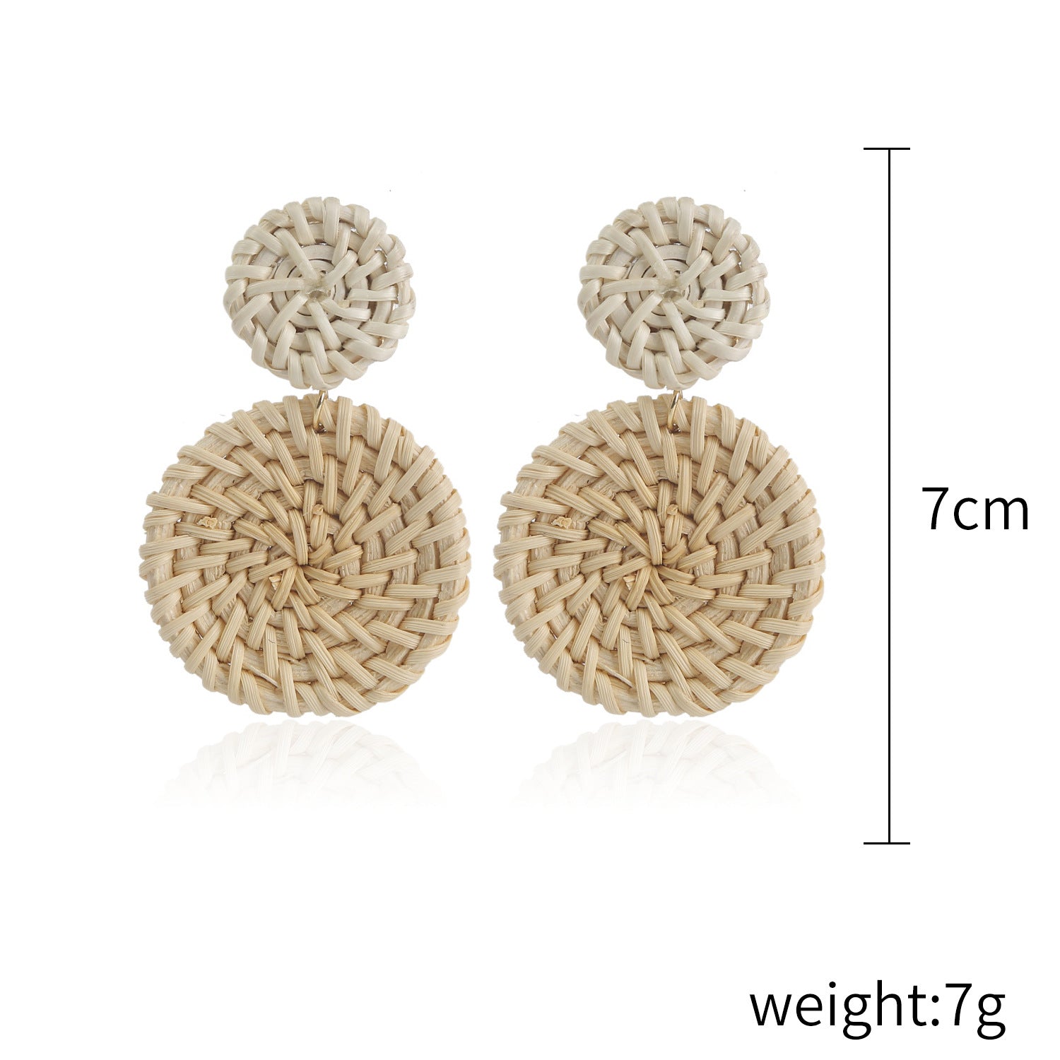 Wholesale Wooden Bohemian Bamboo Rattan Handmade Woven Rattan Earrings