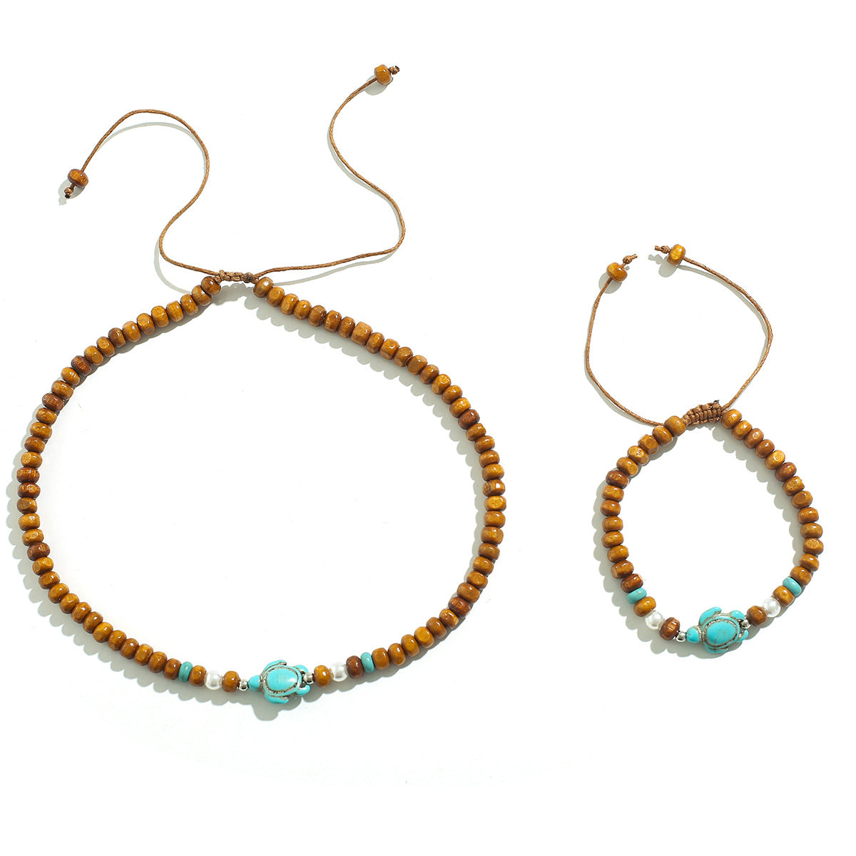 Wholesale Vintage Men's Wooden Beads Turtle Pearl Bracelet Necklace