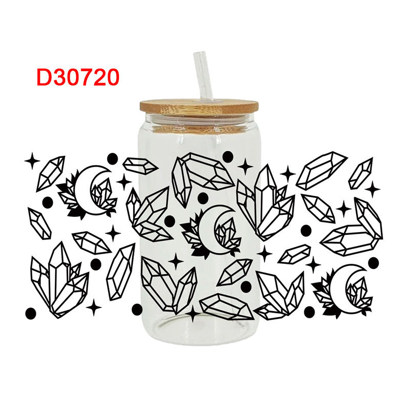 Wholesale Crystal Diamond Gemstone Series 16oz Cup UV DTF Wraps