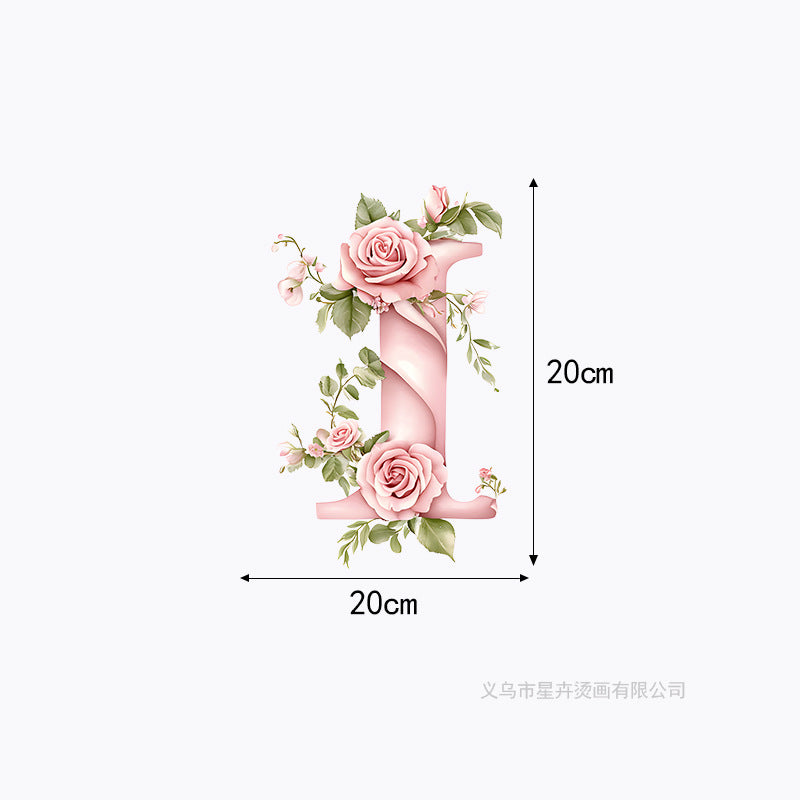 Wholesale 10pcs 26 letter flower branches and leaves UV DTF Ready to Press Transfers Wraps