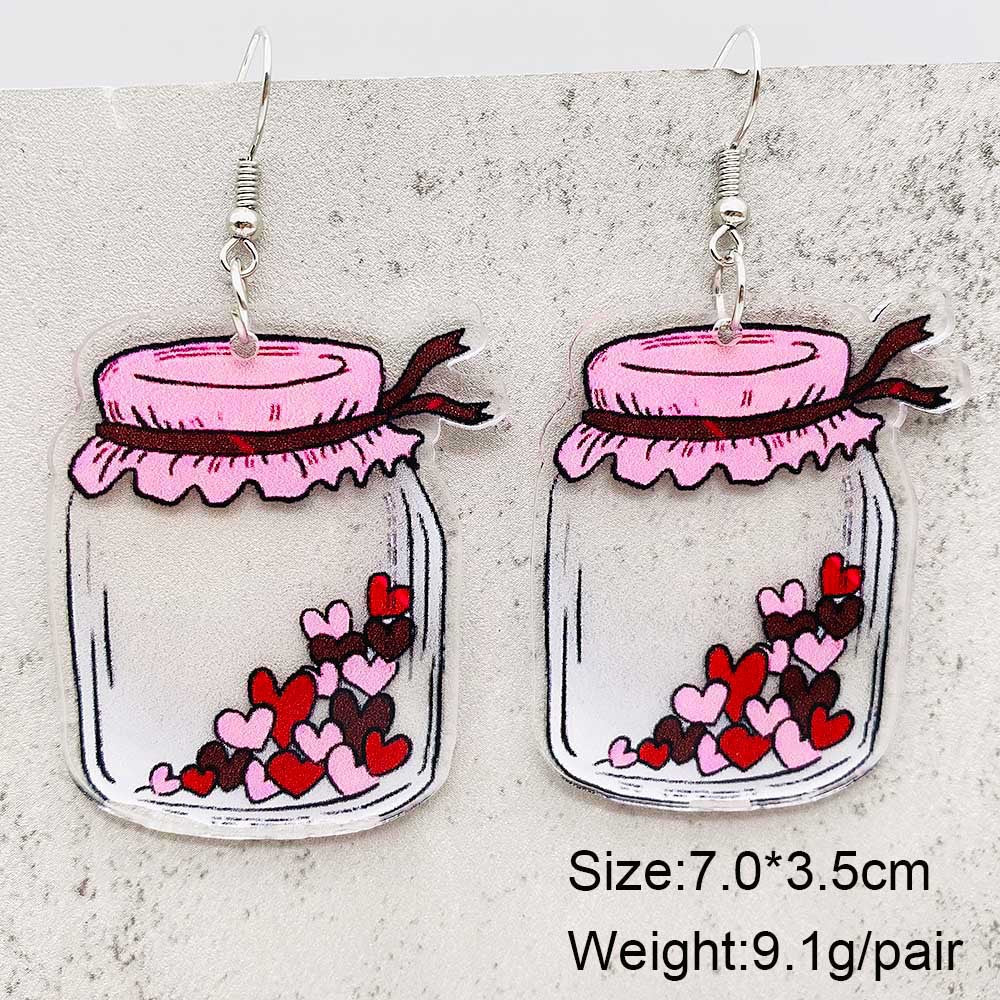 Wholesale Valentine's Day Heart Cat Envelope Acrylic Earrings