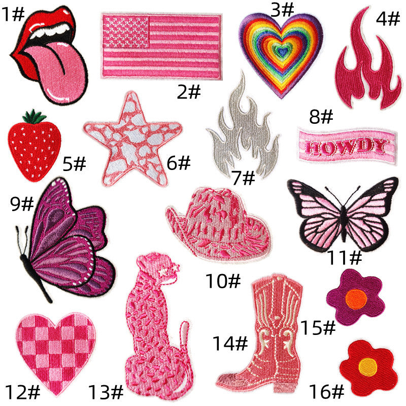 Wholesale Pink Heart Butterfly Embroidered Patch
