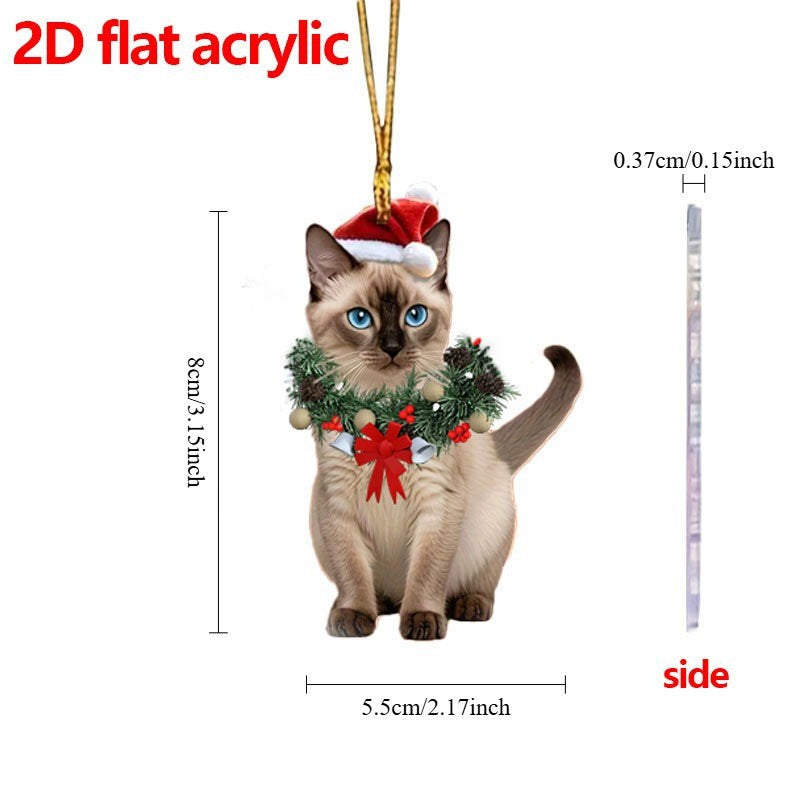 Wholesale Christmas Wreath Cat Style Acrylic Decorative Pendant