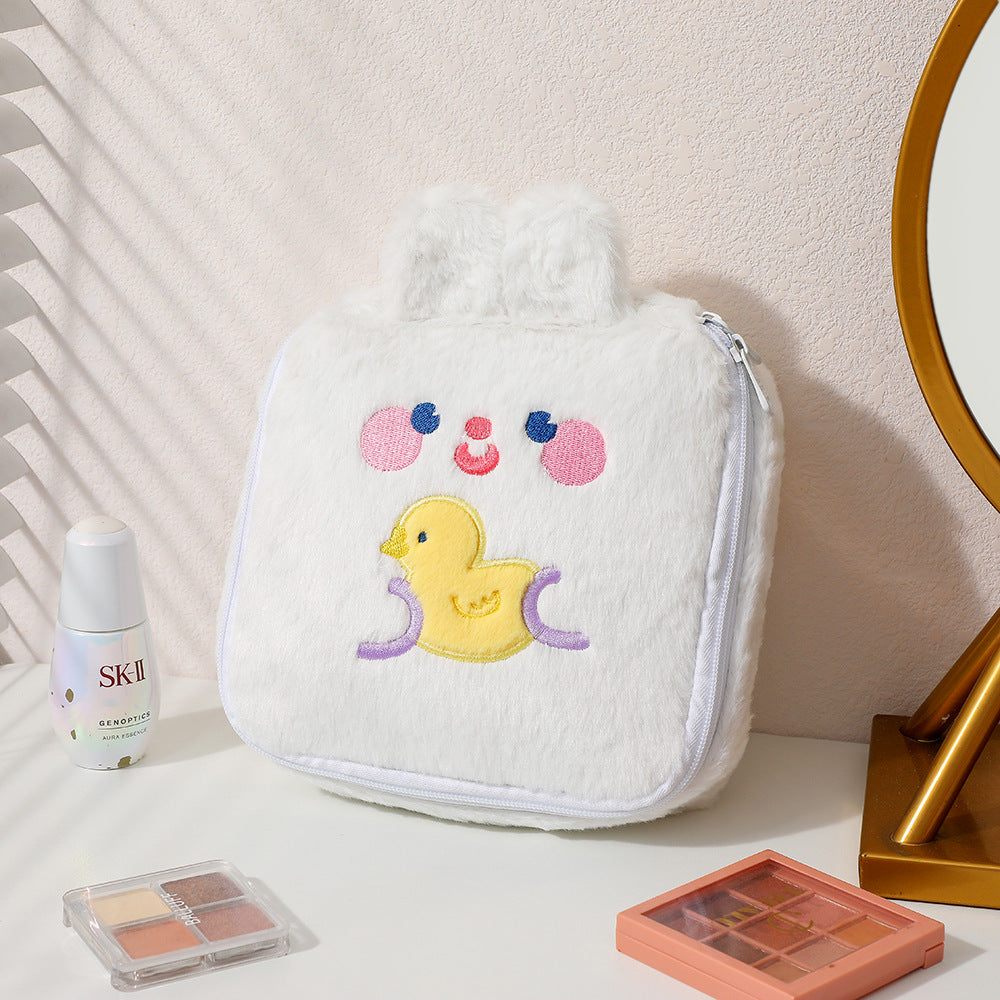 Wholesale Winter Cartoon Plush Square Cosmetic Bag