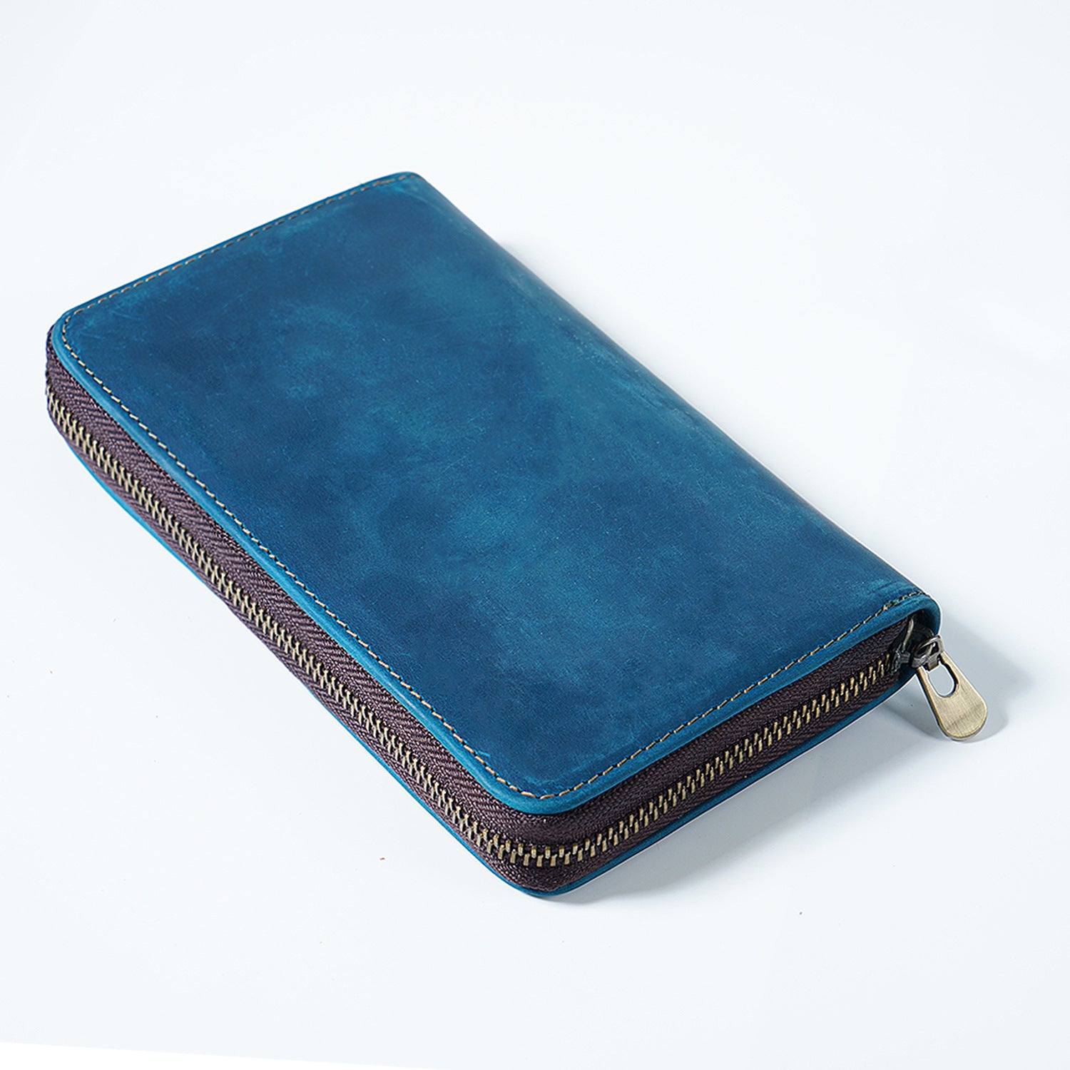 Wholesale First Layer Cowhide Vintage Zipper Pen Storage Bag