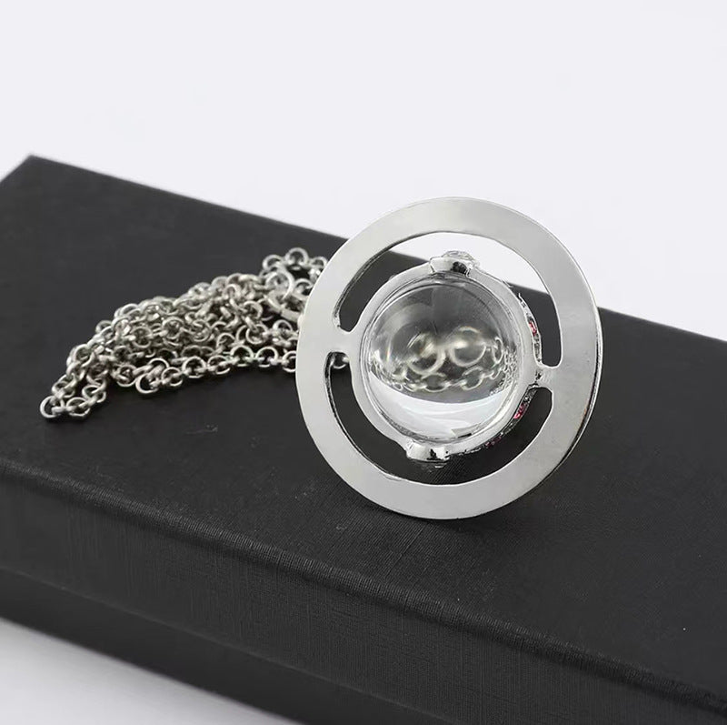 Wholesale Saturn Crystal Encrusted Pendant Necklace