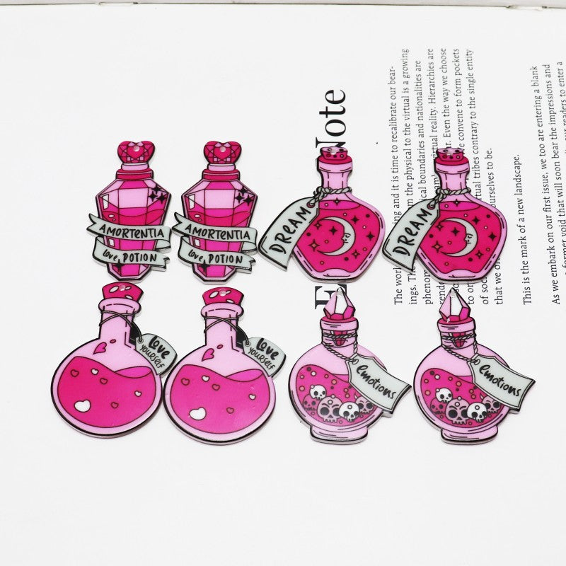Wholesale 10pcs Magic Purple Printing Diy Magic Potion Bottle Pendant Accessories