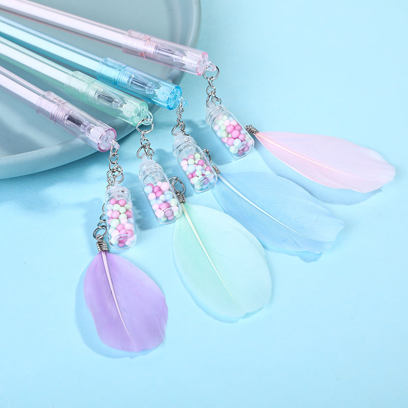 Wholesale feather drift bottle pendant gel pen