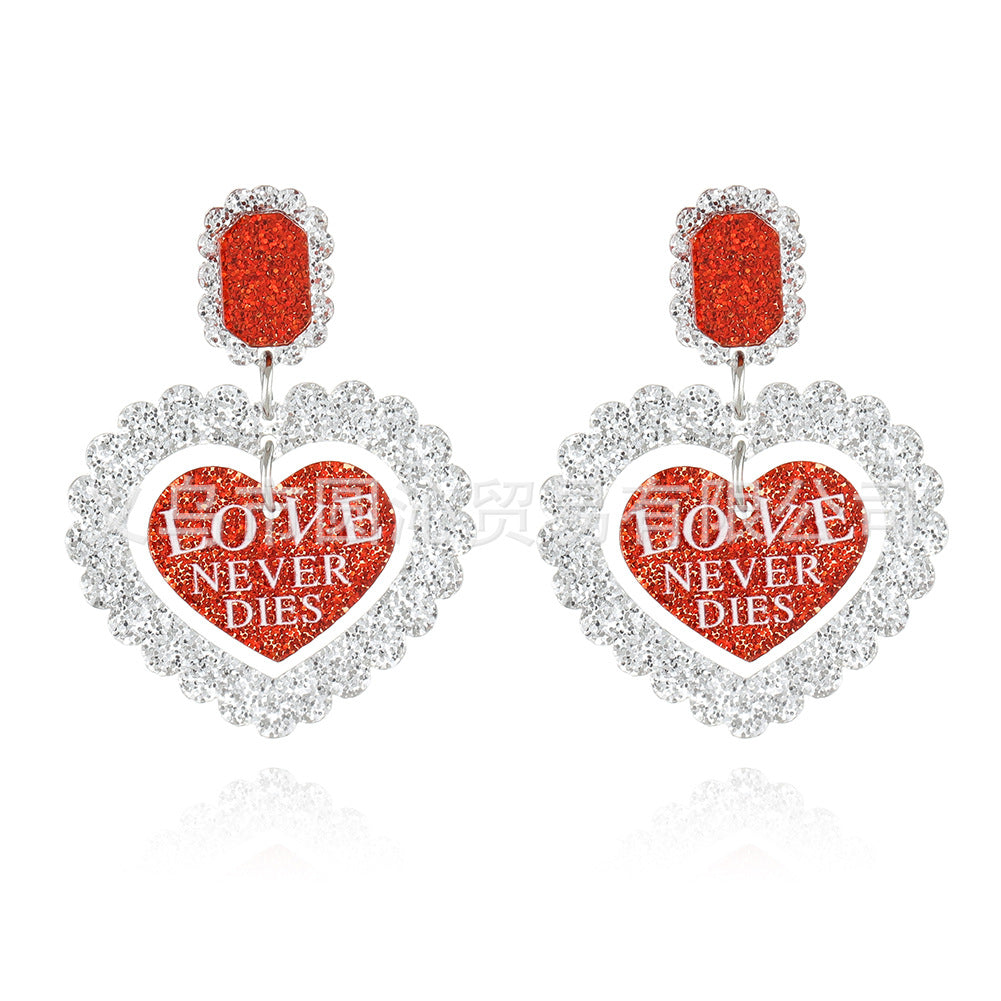 Wholesale  Valentine' s Day Peach Heart Earrings