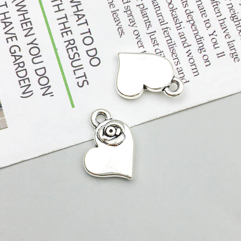 Wholesale 1 Retro Drip Oil Silver Alloy Rose DIY Pendant