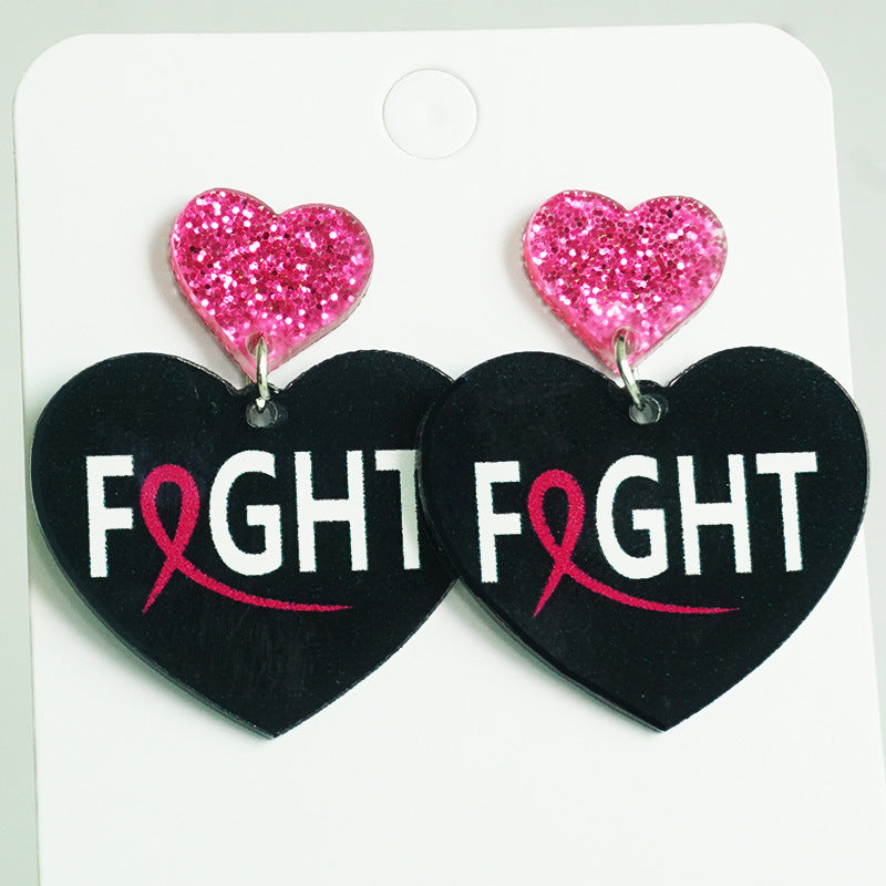Wholesale 2 Pairs/Pack Pink Ribbon Cancer Survivor Acrylic Earrings