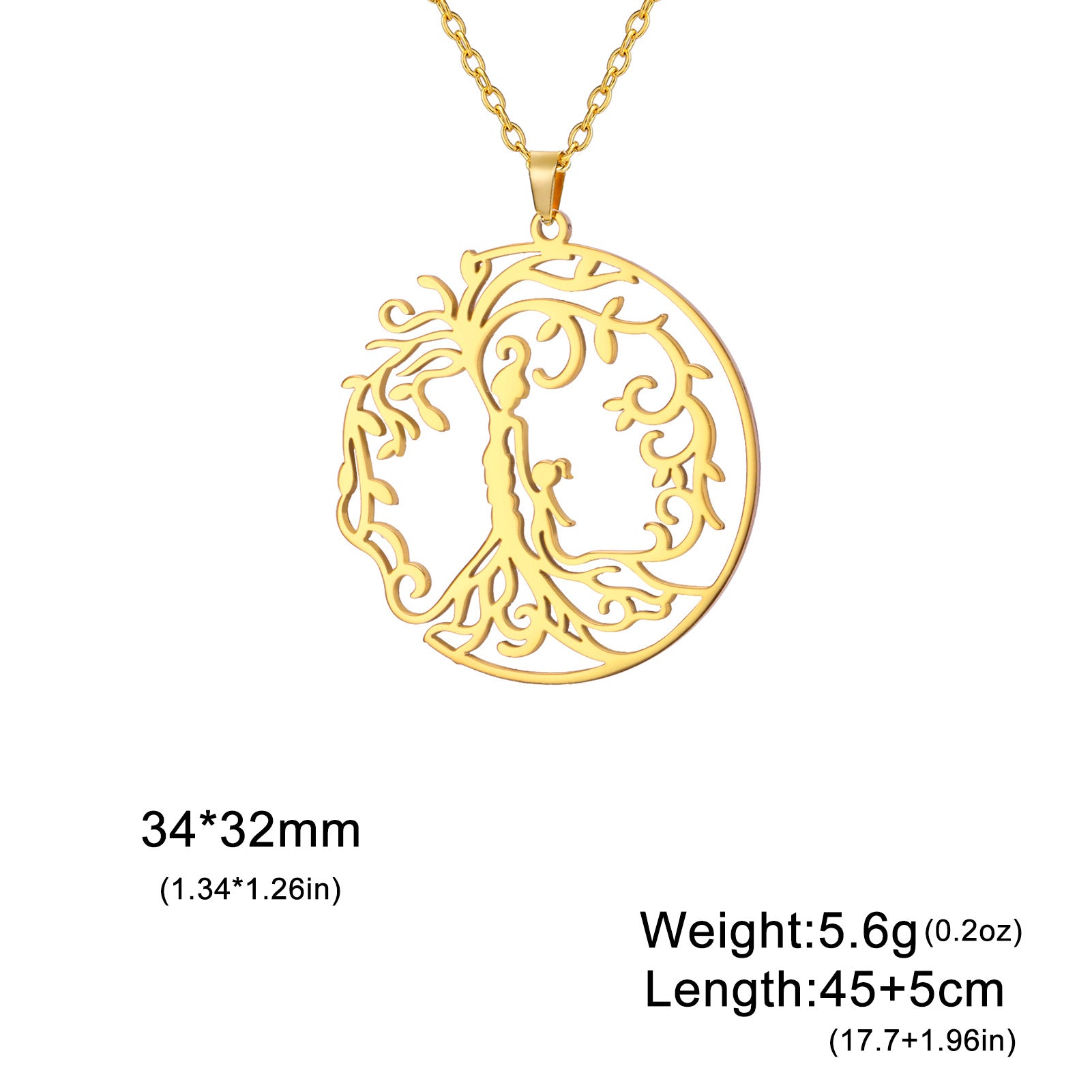 Wholesale Mother' s Day electroplated Tree of Life parent-child Stainless steel necklace