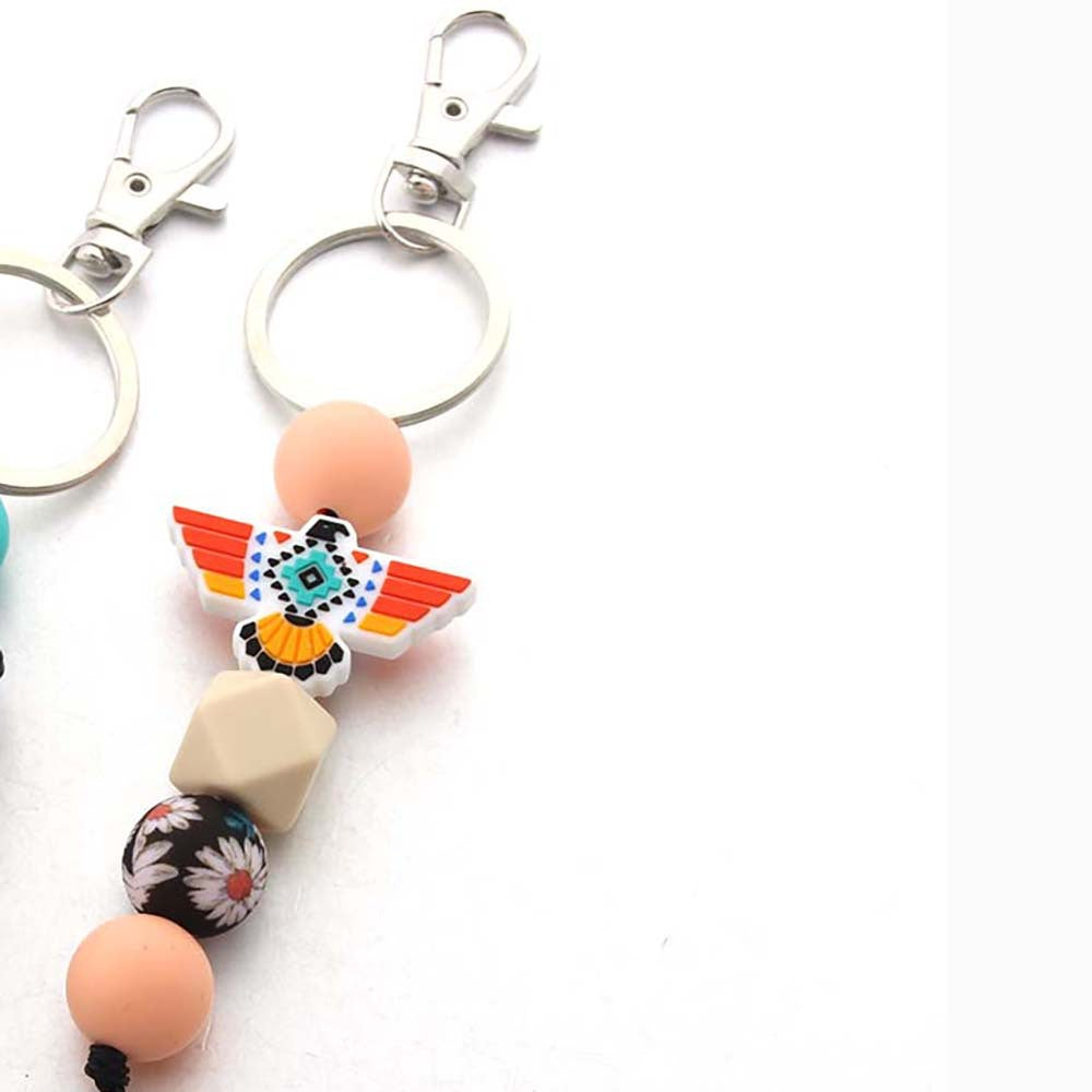 Wholesale Western Cowboy Silicone Bead Cartoon Keychain