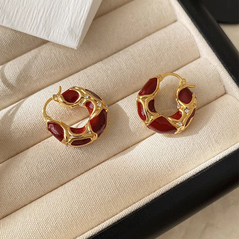 Wholesale Geometric Round Zircon Earrings For Women Stylish Electroplated Ear Studs For Party And Everyday Wear Gift