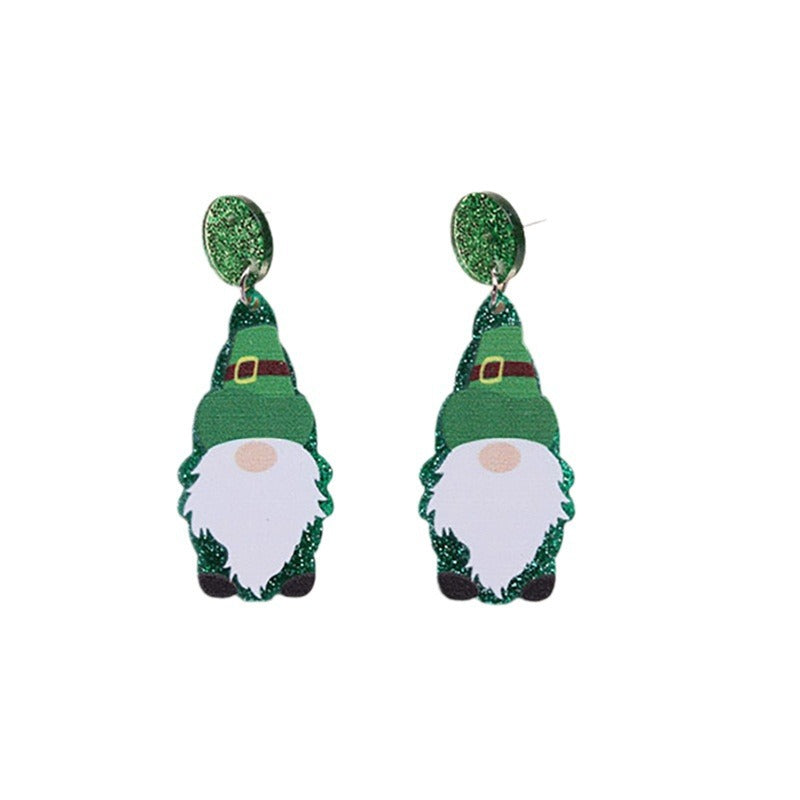 Wholesale St. Patrick's Sweater Dwarf Acrylic Earrings