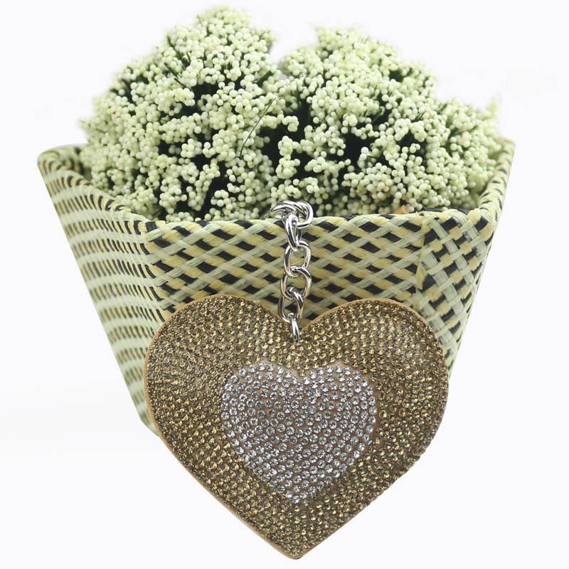 Wholesale Velvet Inlaid Diamond Hot Pressed Peach Heart Keychains