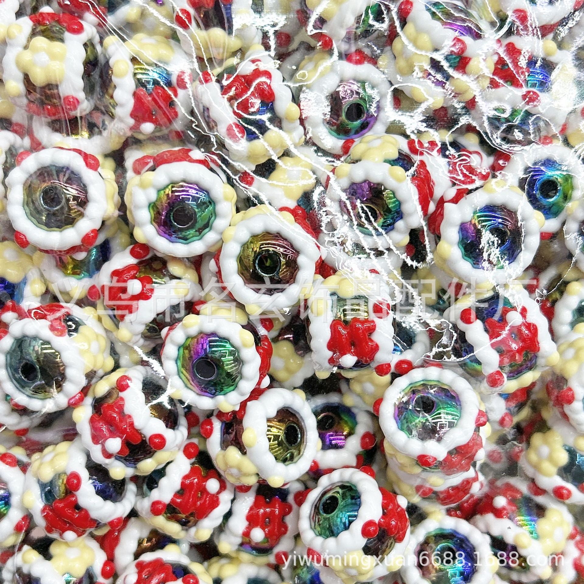 Wholesale 200pcs/pack  Acrylic two-color heavy oil hand-painted beads Acrylic Beads
