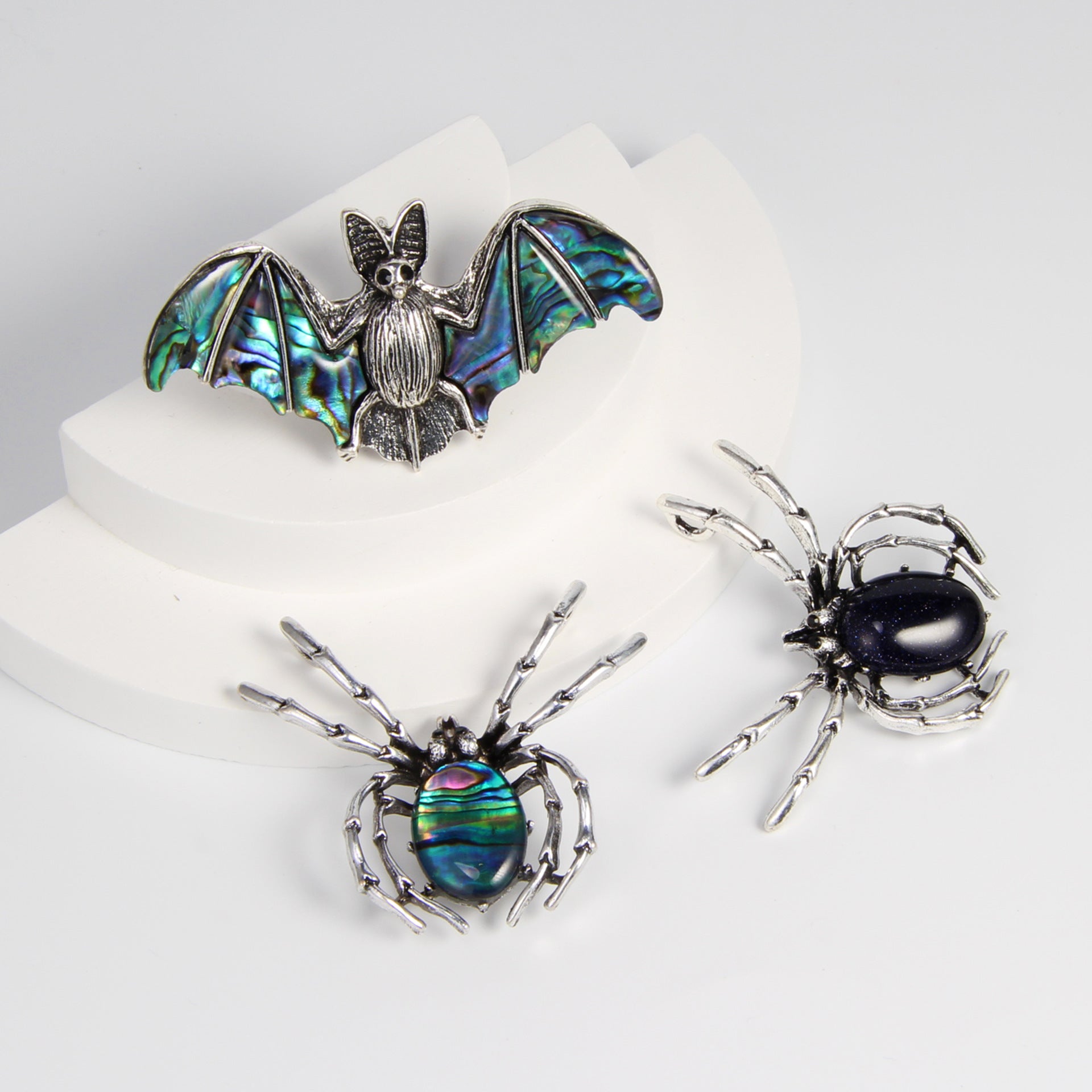 Wholesale Halloween Gothic Dark Bat Spider Shell Necklace