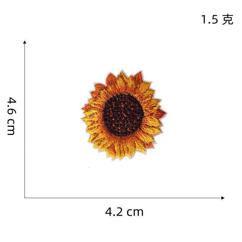 Wholesale Polyester Embroidered Flower Patches Cartoon Bee Sunflower DIY Clothing Decor Resale Accessory