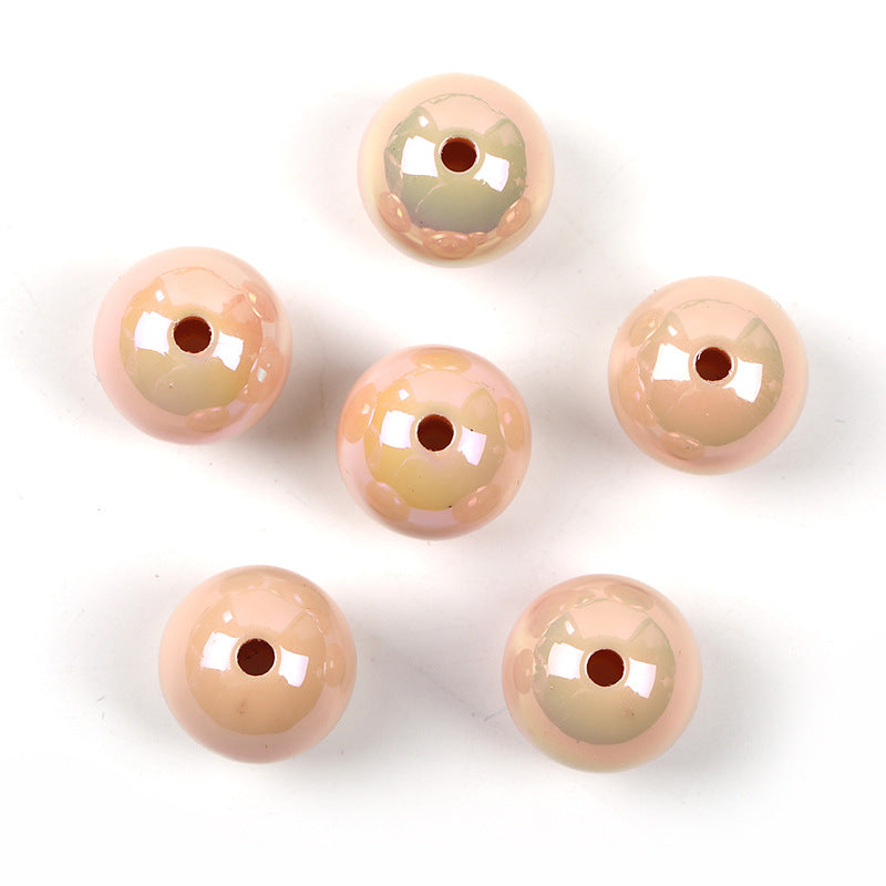 Wholesale 100pcs UV color plated solid color round beads 16mm acrylic beads
