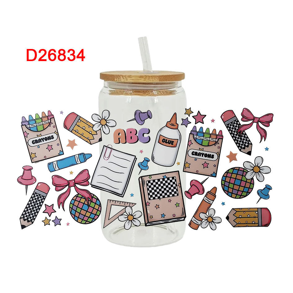 Wholesale UV Transfer Paste Glass Crystal Label 16oz Cup UV DTF Wraps