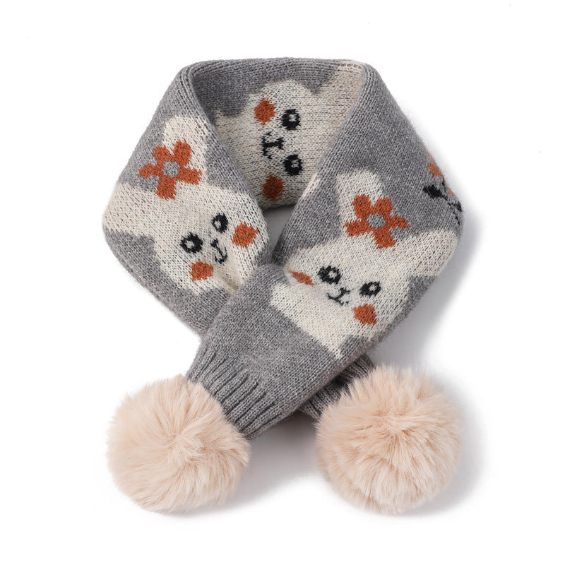 Wholesale Children's Rabbit Hair Ball Knitted Wool Scarves