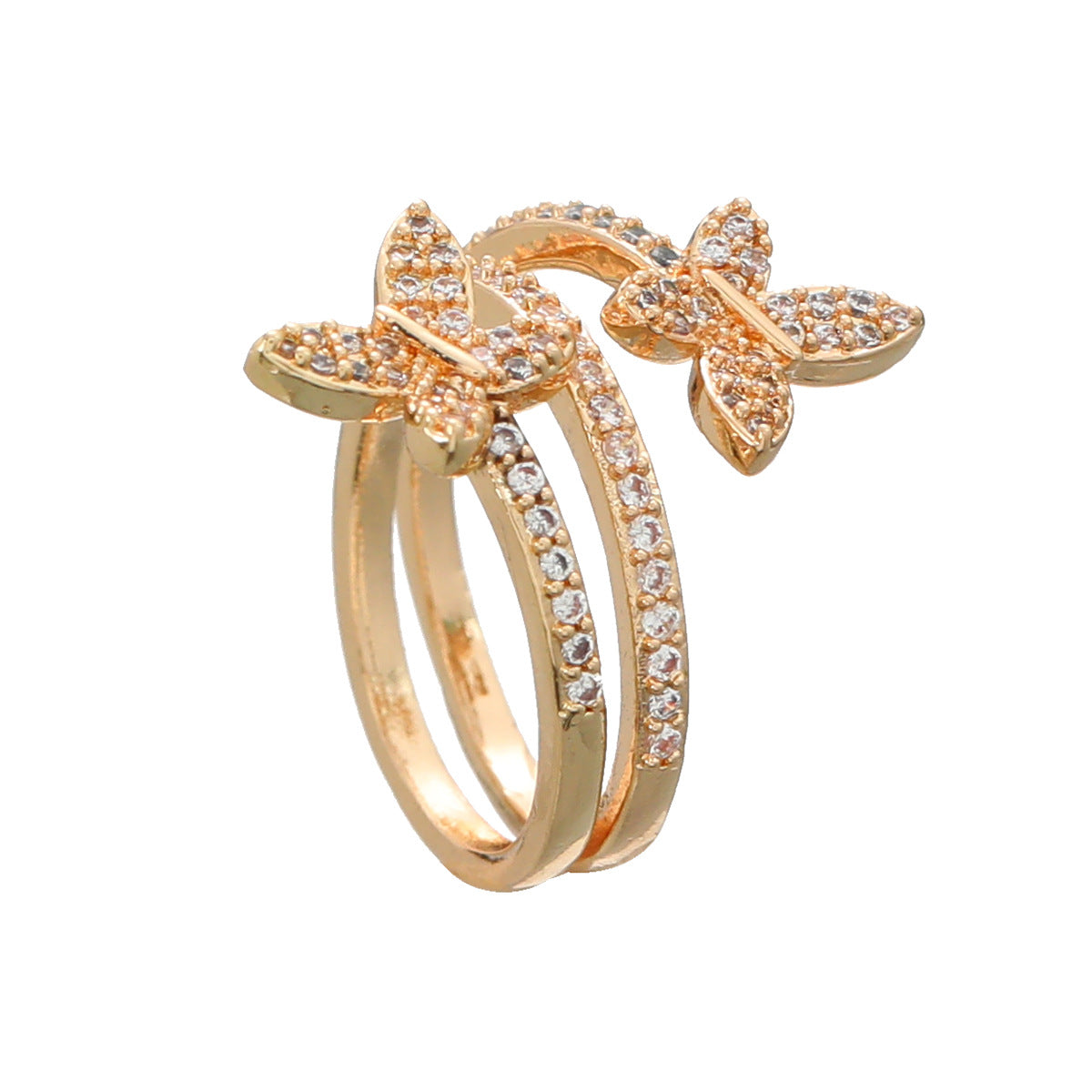Al por mayor 2023 nuevo anillo de mariposa de diamante de cobre