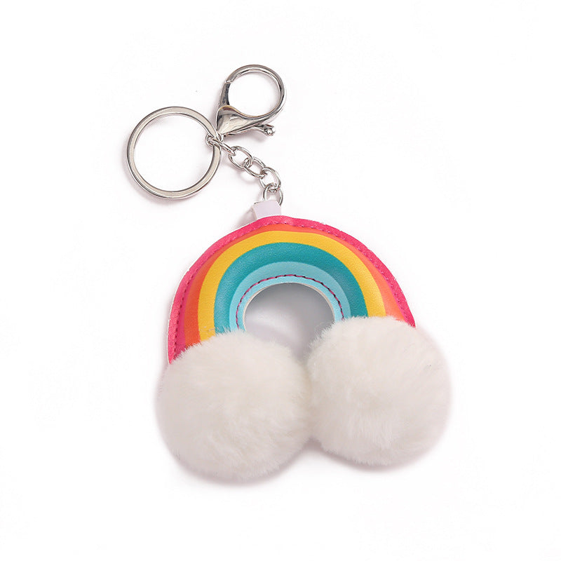 Wholesale Rainbow PU Plush Keychain
